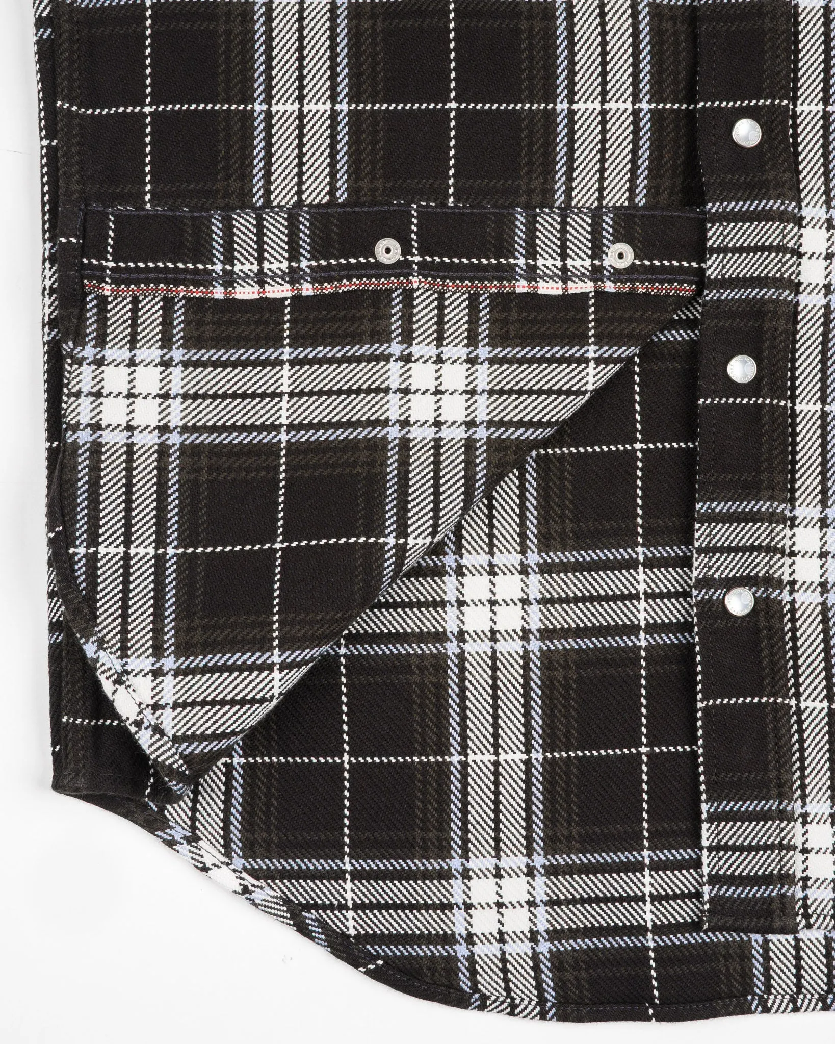 IHSH-439-BLK 9oz Selvedge Flannel Check Western Shirt Black sold by Brooklyn Clothing Co. product image thumbnail 5