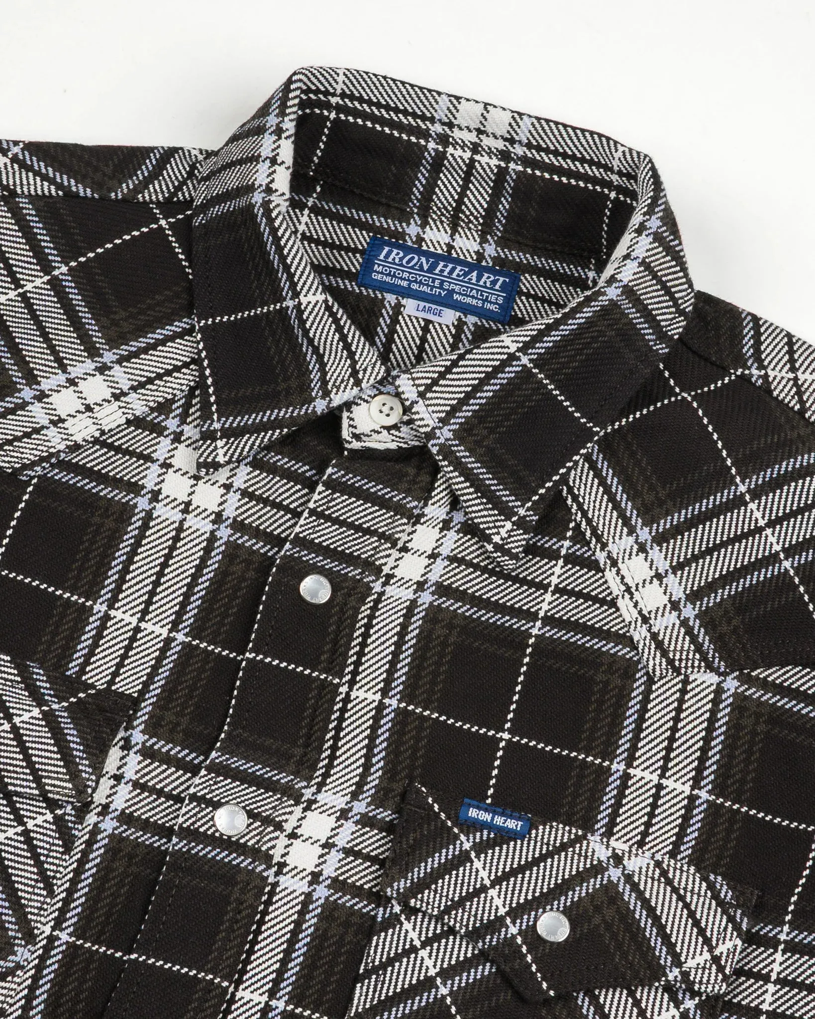 IHSH-439-BLK 9oz Selvedge Flannel Check Western Shirt Black sold by Brooklyn Clothing Co. product image thumbnail 2
