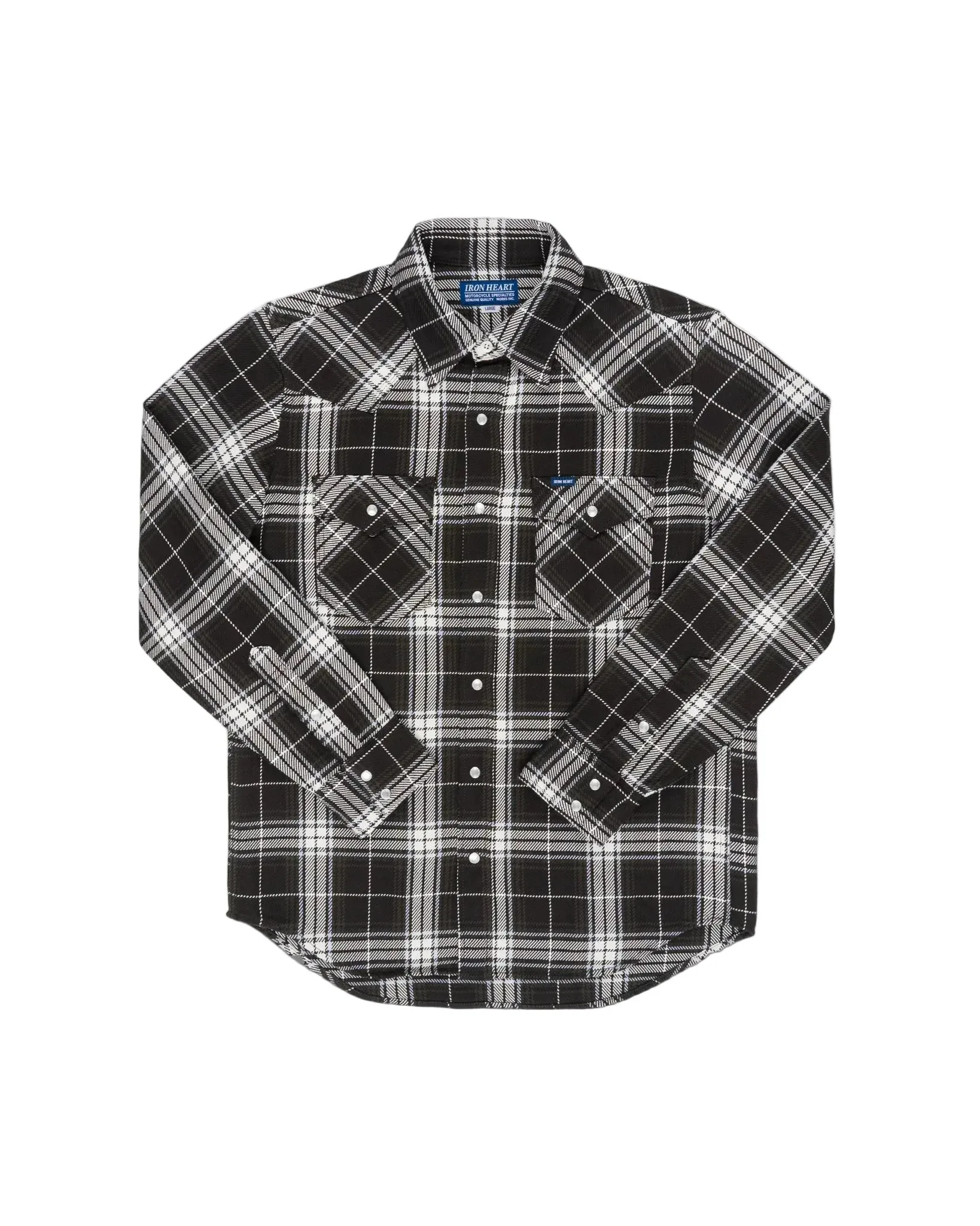 IHSH-439-BLK 9oz Selvedge Flannel Check Western Shirt Black sold by Brooklyn Clothing Co.