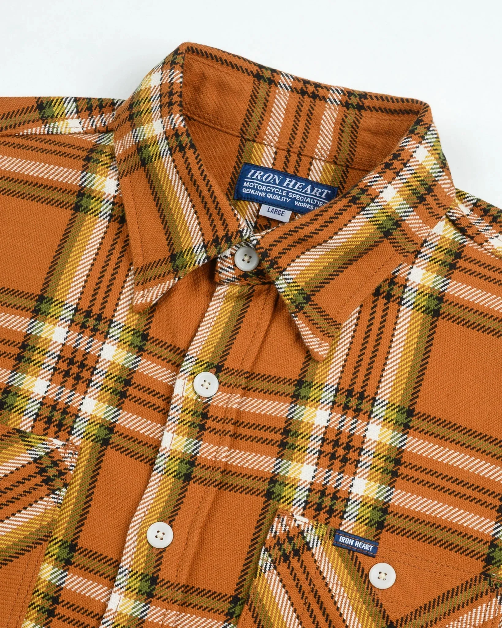 IHSH-442-ORA 9oz Selvedge Flannel Check Work Shirt Orange sold by Brooklyn Clothing Co. product image thumbnail 2