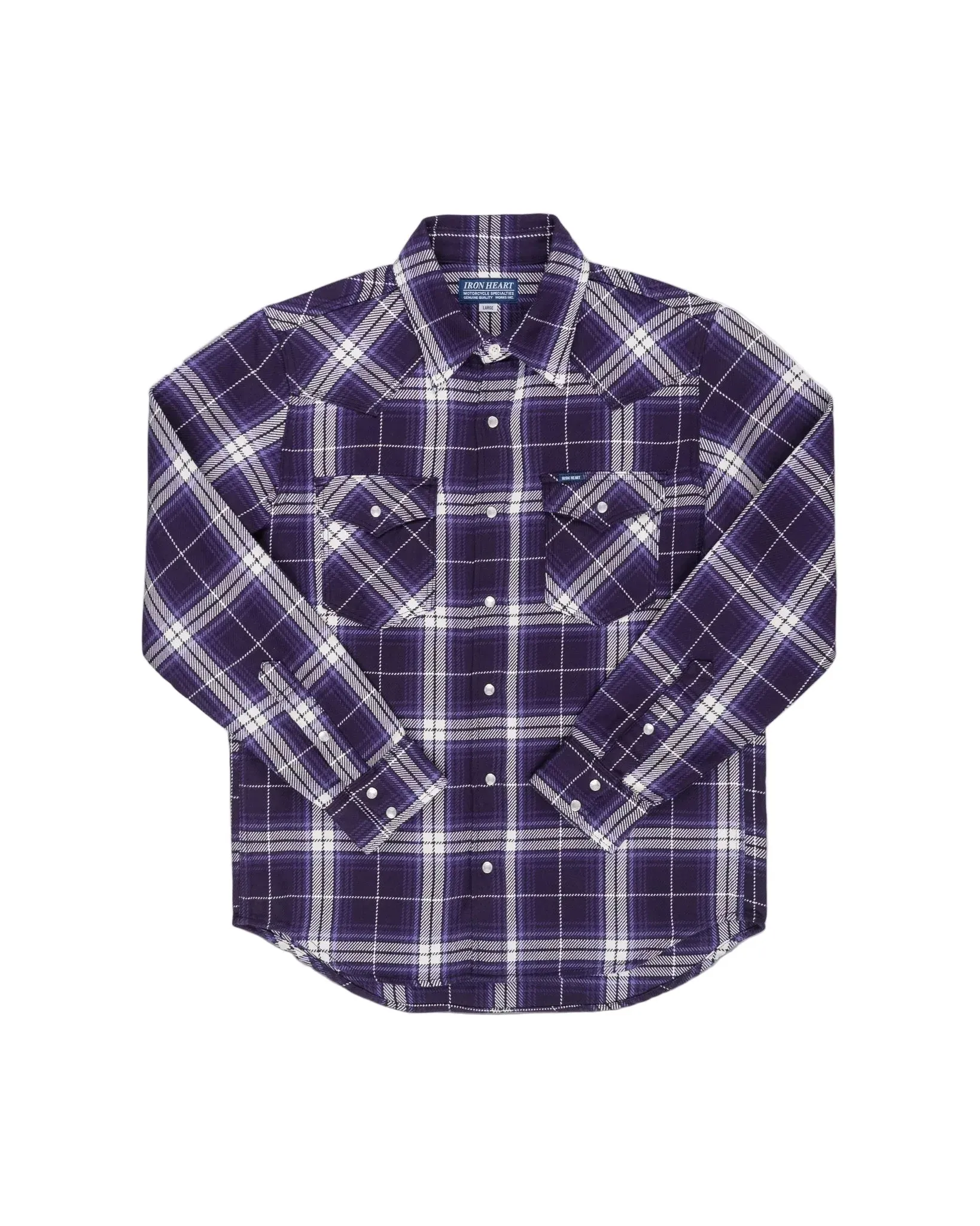 IHSH-439-PUR 9oz Selvedge Flannel Check Western Shirt Purple sold by Brooklyn Clothing Co.