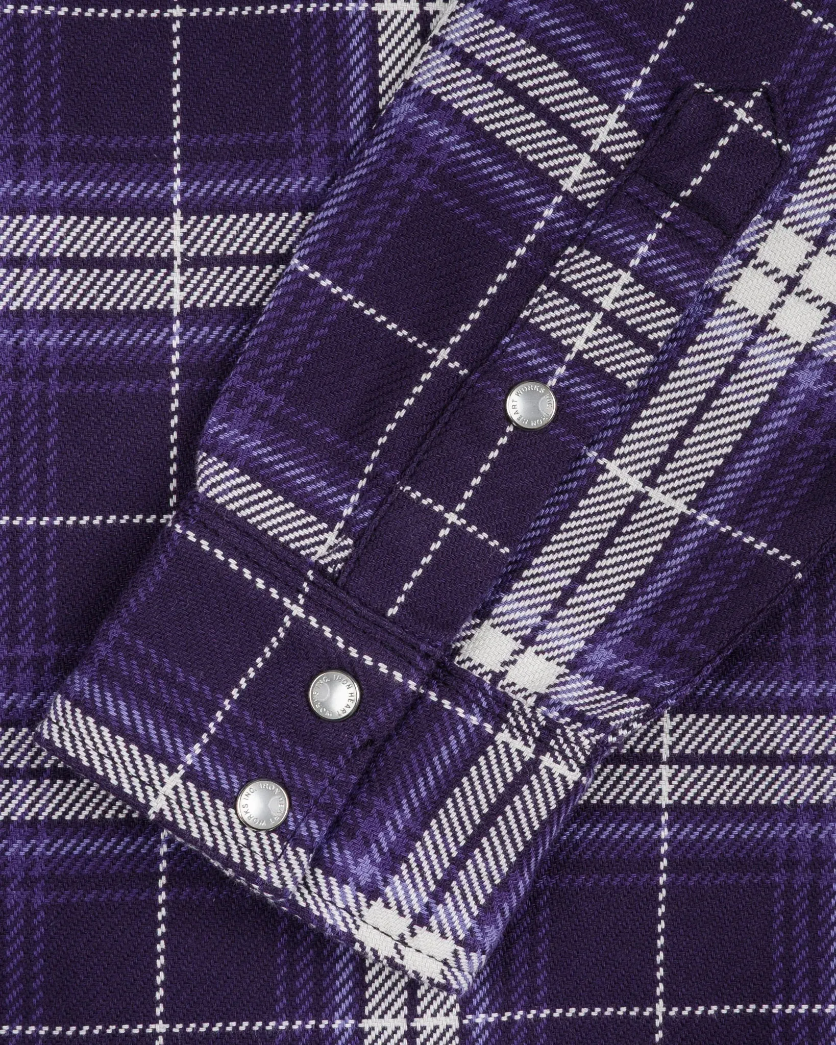 IHSH-439-PUR 9oz Selvedge Flannel Check Western Shirt Purple sold by Brooklyn Clothing Co. product image thumbnail 4