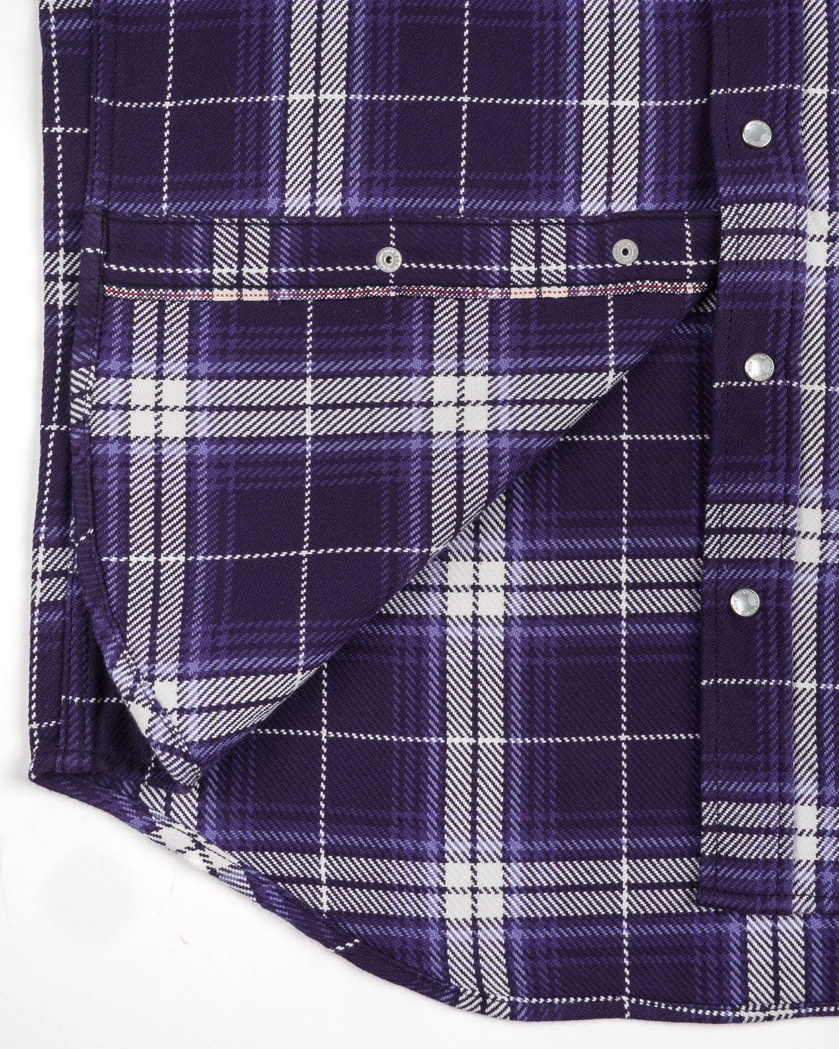 IHSH-439-PUR 9oz Selvedge Flannel Check Western Shirt Purple sold by Brooklyn Clothing Co. product image thumbnail 5