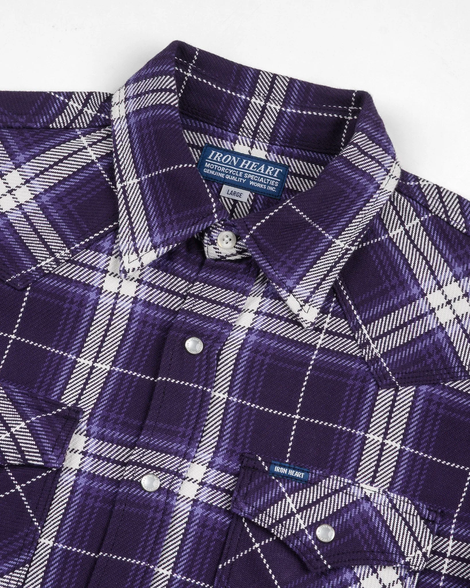 IHSH-439-PUR 9oz Selvedge Flannel Check Western Shirt Purple sold by Brooklyn Clothing Co. product image thumbnail 2
