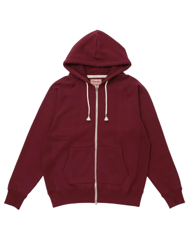 Zip Hoodie Super Looper French Terry Burgundy made by Wonder Looper