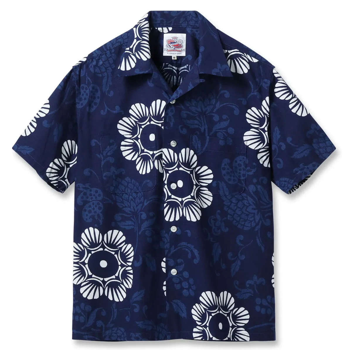 DK39642 Duke Kahanamoku Indigo Cotton Hawaiian Shirt "Duke's Paleu" Navy sold by Brooklyn Clothing Co.
