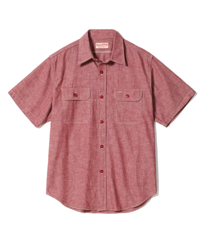 SC39703 Red Chambray S/S Work Shirt made by Sugar Cane