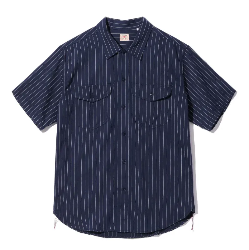 SC38699 Coke Stripe S/S Work Shirt Navy made by Sugar Cane