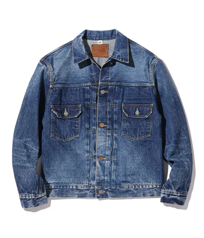 SC11953SW 14.25oz Denim Jacket 1953 Aged Model made by Sugar Cane