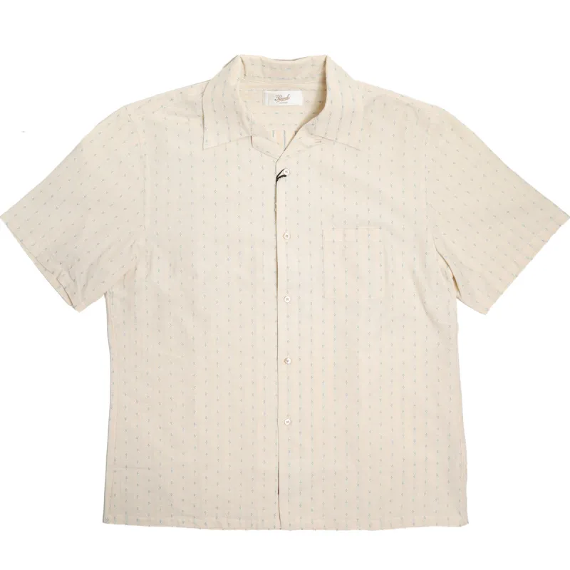 Brooklyn Clothing X Prequel Classic Dobby Stripe Open Collar Shirt Blue made by Brooklyn Clothing Co.