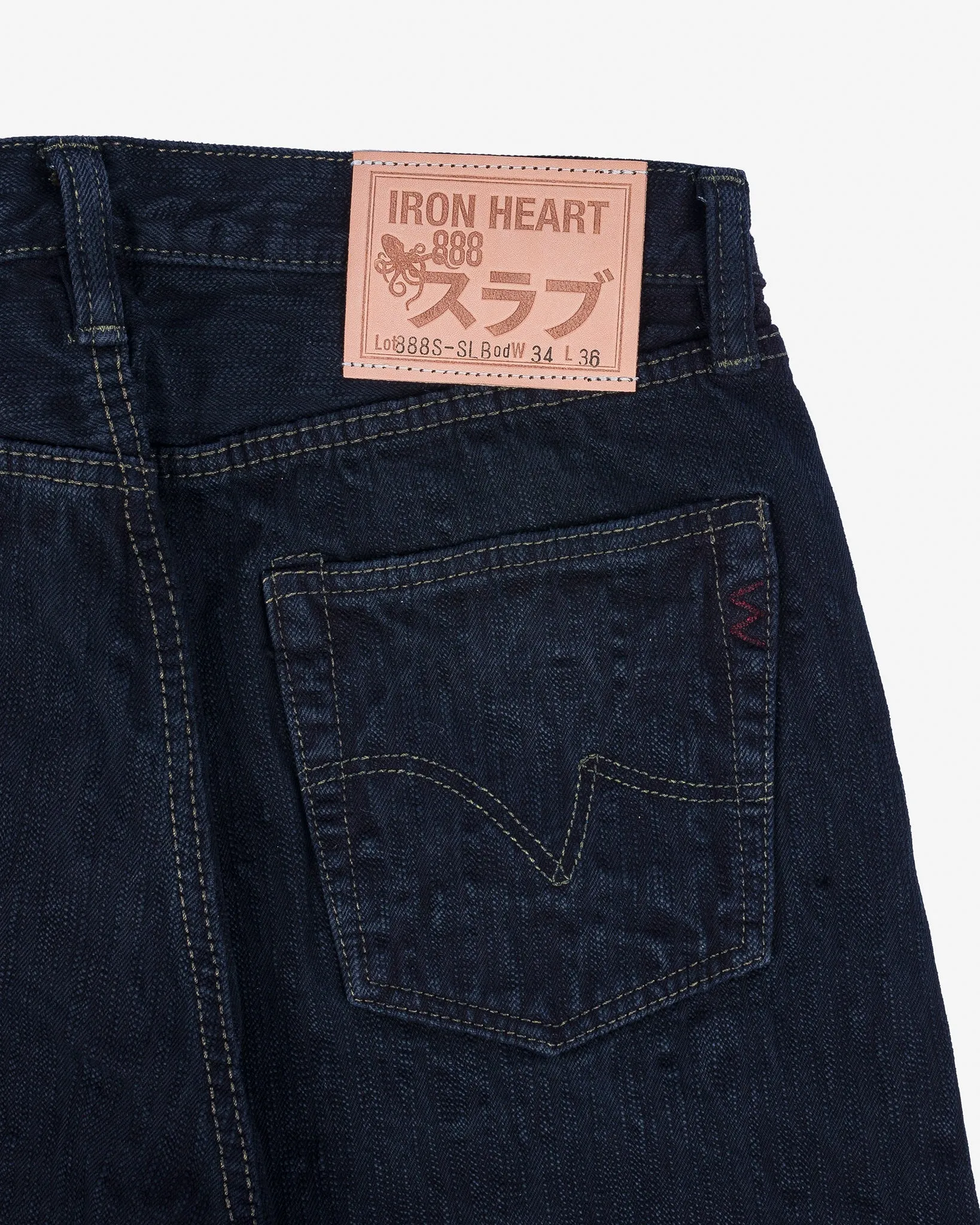 IH-888S-SLBod 16oz Slubby Selvedge Denim Relaxed Tapered Cut Indigo Overdyed Black sold by Brooklyn Clothing Co. product image thumbnail 2