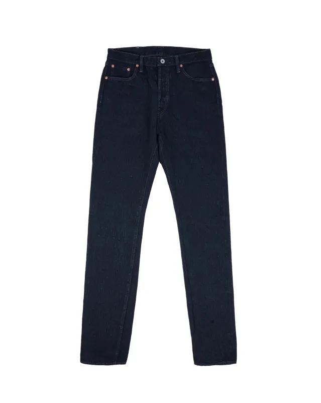 IH-888S-SLBod 16oz Slubby Selvedge Denim Relaxed Tapered Cut Indigo Overdyed Black made by Iron Heart
