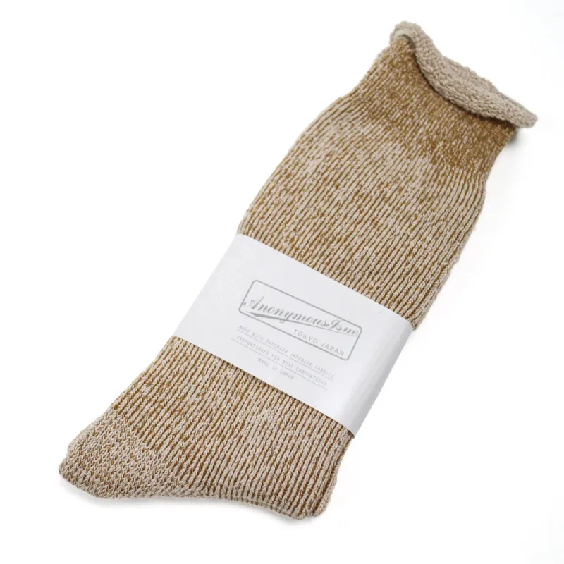 Hemp Thick Pile Crew Sock L. Brown made by Anonymous Ism