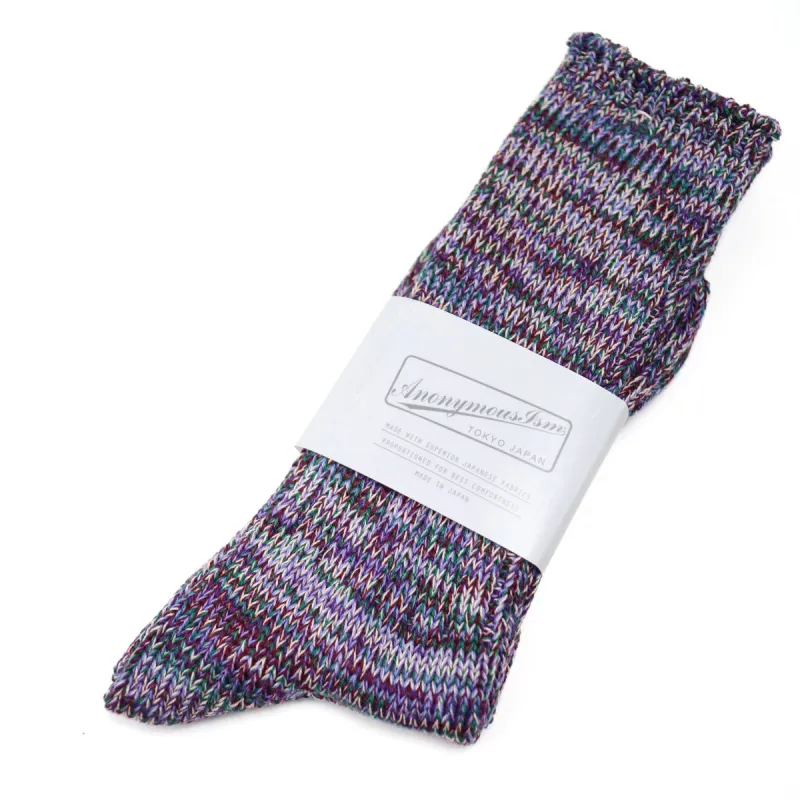 5 Color Mix Crew Sock Purple made by Anonymous Ism