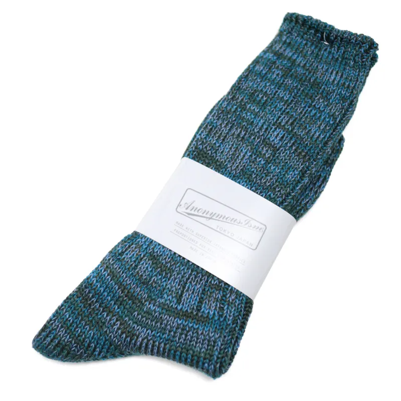 5 Color Mix Crew Sock Green made by Anonymous Ism