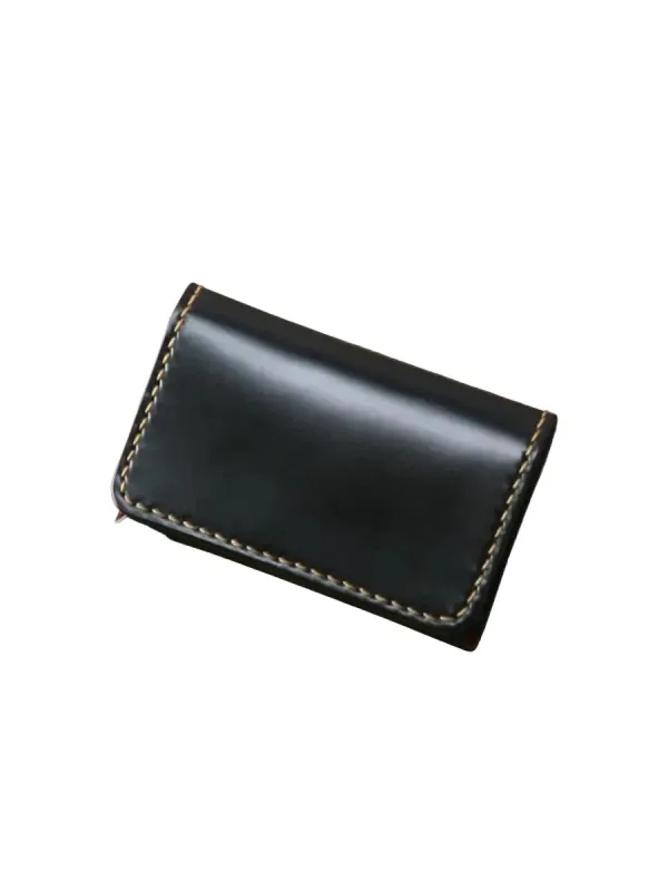 FN-C4C4-3 Cordovan Card Case Black made by Brooklyn Clothing Co.