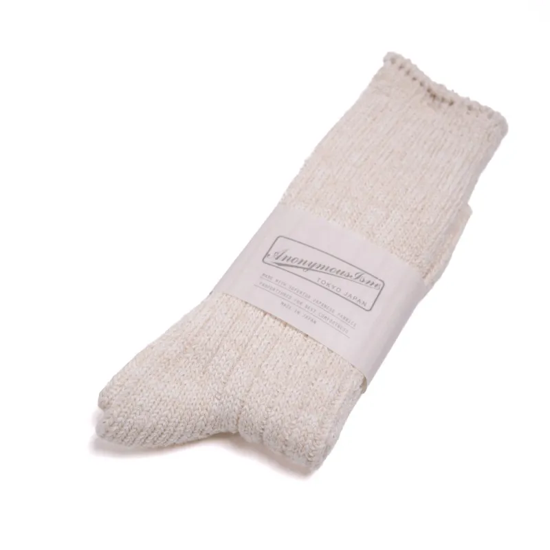 Classic Slub Crew Sock Off White made by Anonymous Ism