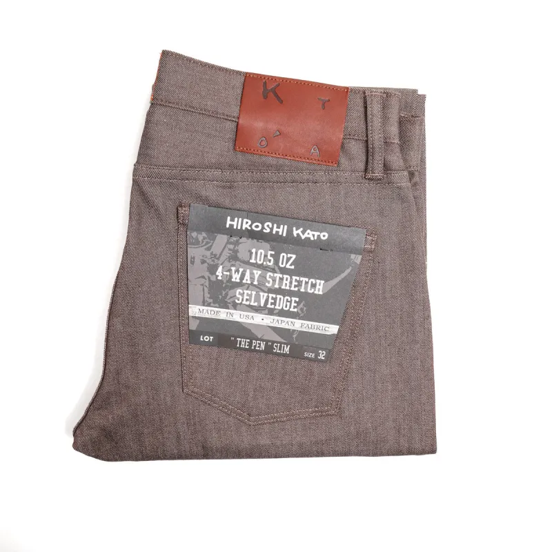 The Pen 10.5oz Brown Raw Selvedge Denim made by Brooklyn Clothing Co.