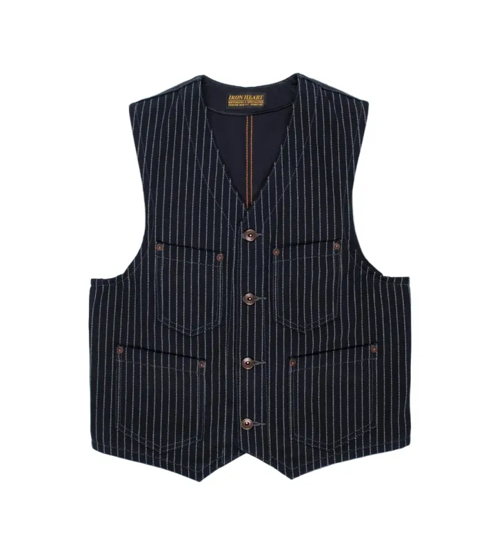 IHV-02-BLK 12oz Wabash /Duck Work Vest Indigo/Navy made by Iron Heart