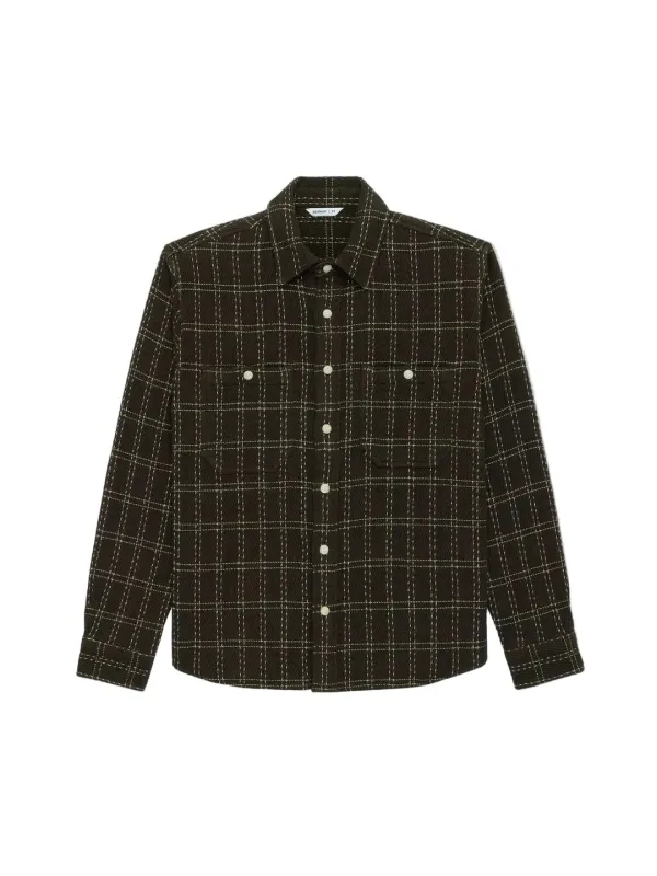 Utility Flannel Espresso Twill Check made by 3sixteen