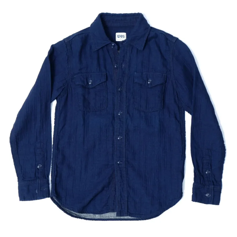 502604-I Herringbone Double Gauze Shirt Indigo made by Brooklyn Clothing Co.