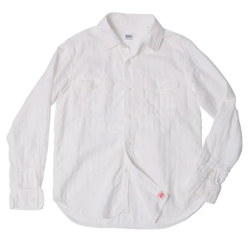 502604 Herringbone Double Gauze Shirt White made by Brooklyn Clothing Co.