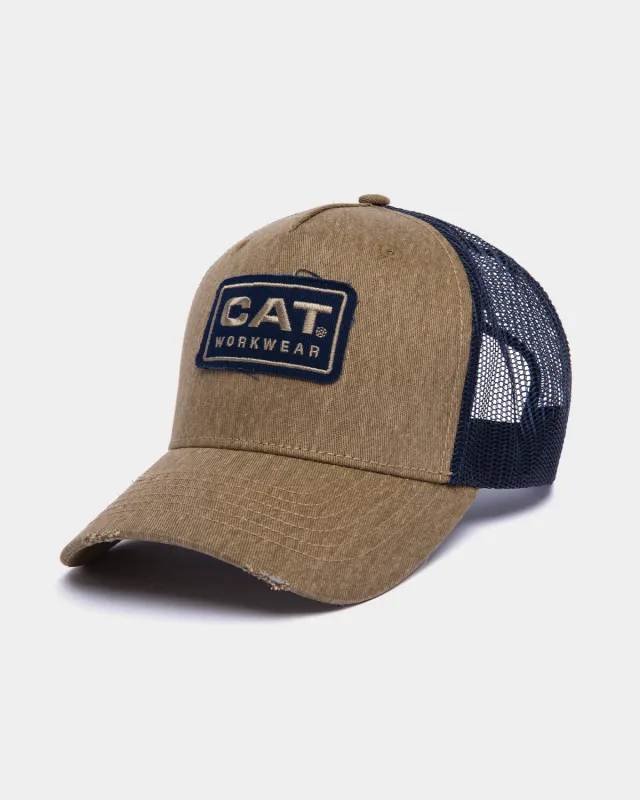 UNSTRUCTURED CURVE BILL TRUCKER CAP sold by CAT Workwear