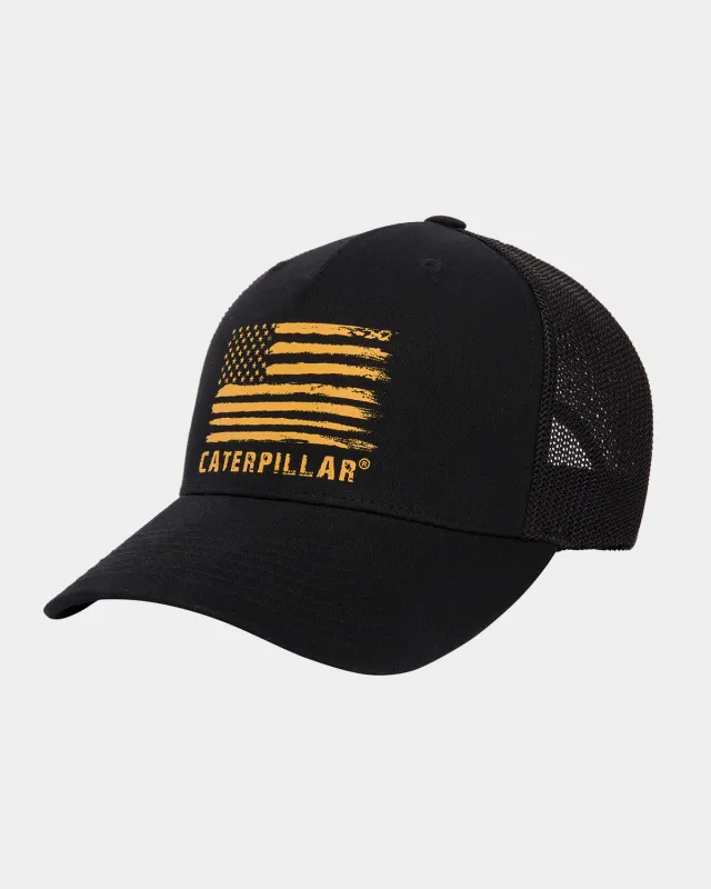 DISTRESSED FLAG FLEXFIT 110 CAP sold by CAT Workwear