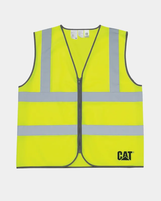 MEN'S HI-VIS ZIP SAFETY VEST sold by CAT Workwear