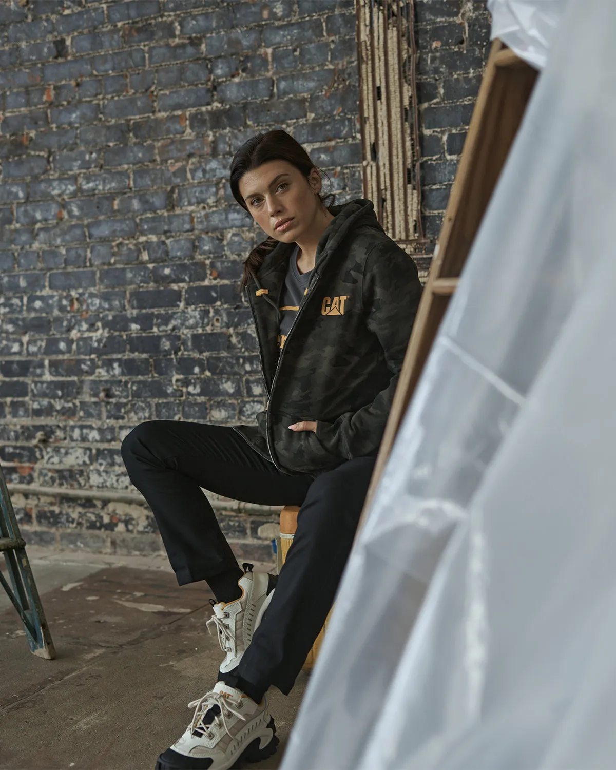 WOMEN'S TRADEMARK BANNER FULL ZIP HOODIE sold by CAT Workwear product image thumbnail 3