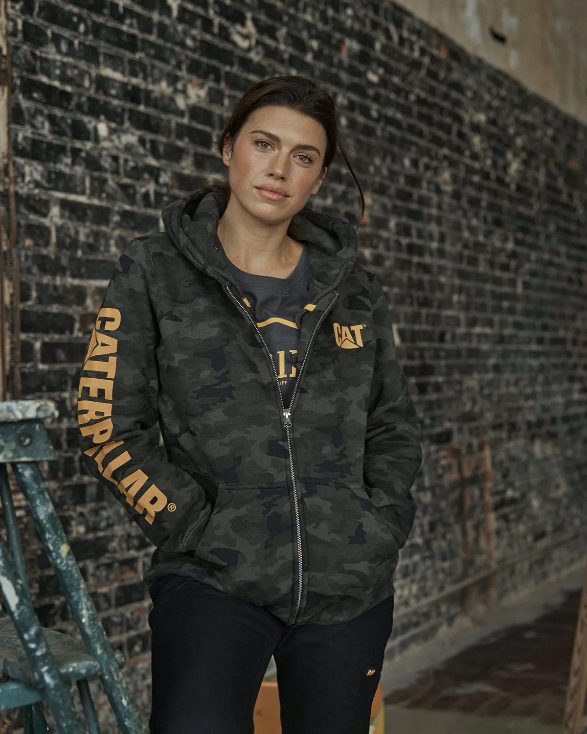 WOMEN'S TRADEMARK BANNER FULL ZIP HOODIE sold by CAT Workwear product image thumbnail 2