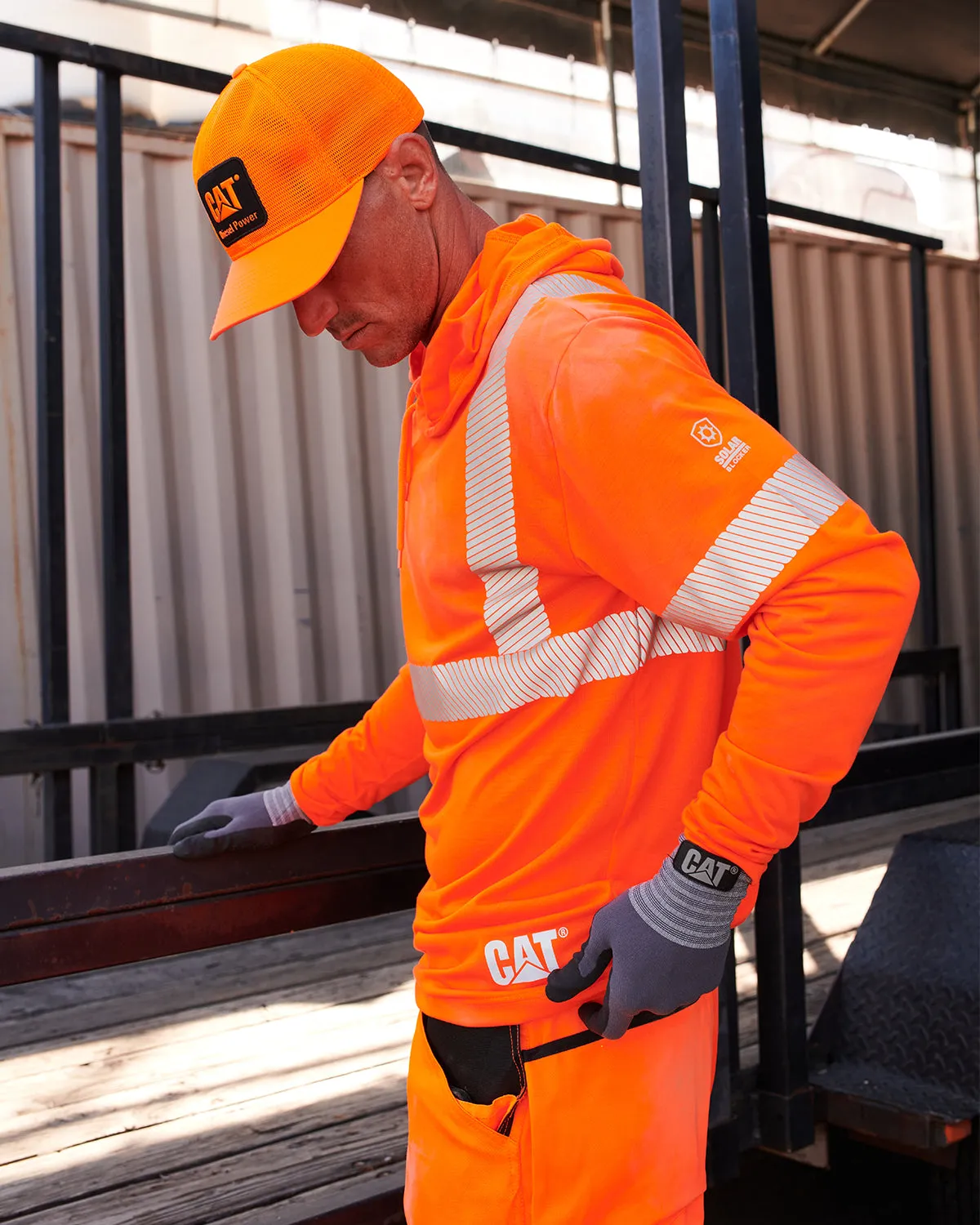 MEN'S ANSI HI-VIS UPF HOODED LONG SLEEVE T-SHIRT sold by CAT Workwear product image thumbnail 2