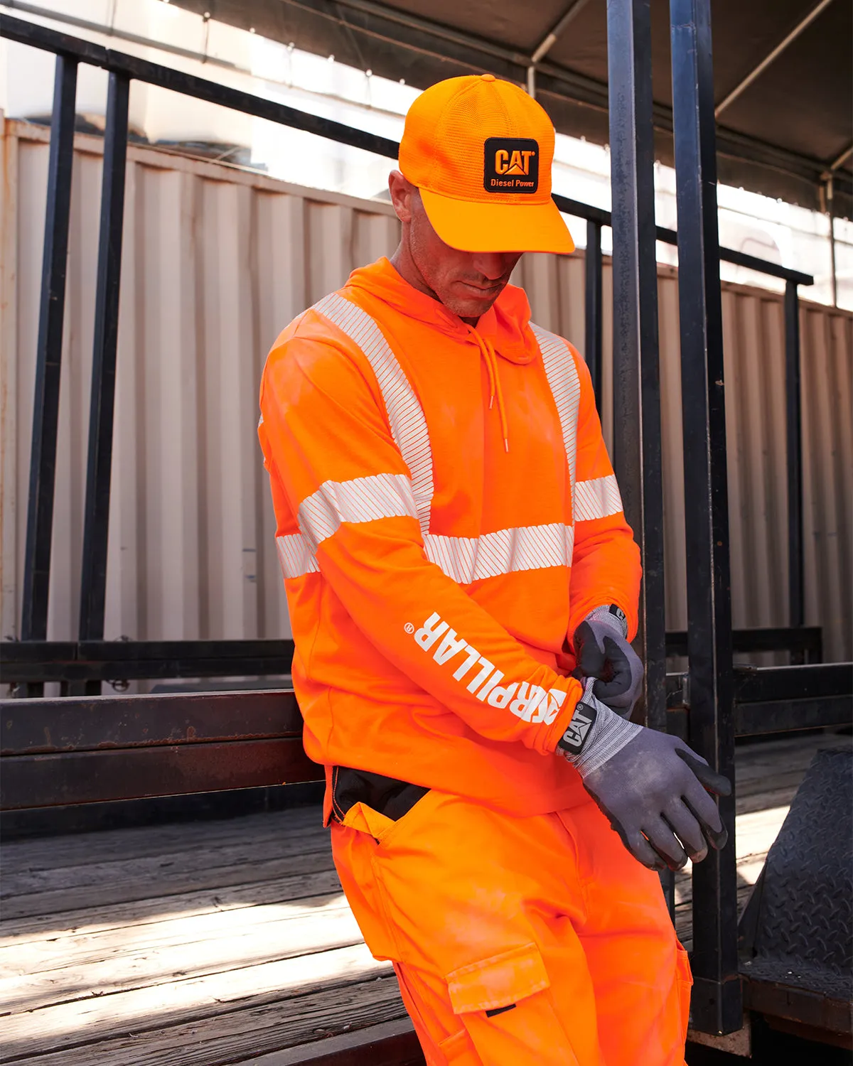MEN'S ANSI HI-VIS UPF HOODED LONG SLEEVE T-SHIRT sold by CAT Workwear product image thumbnail 3