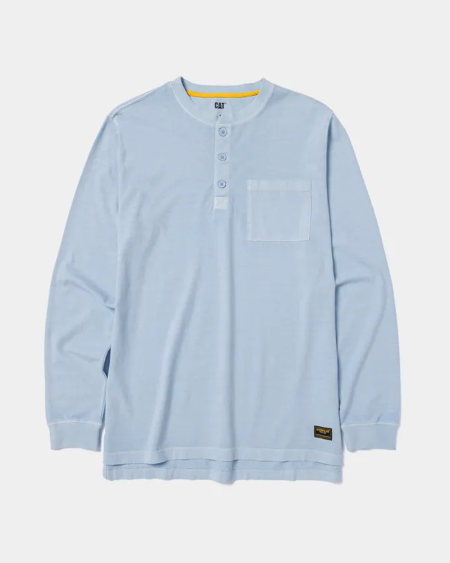 MEN'S PIGMENT DYED LONG SLEEVE HENLEY sold by CAT Workwear