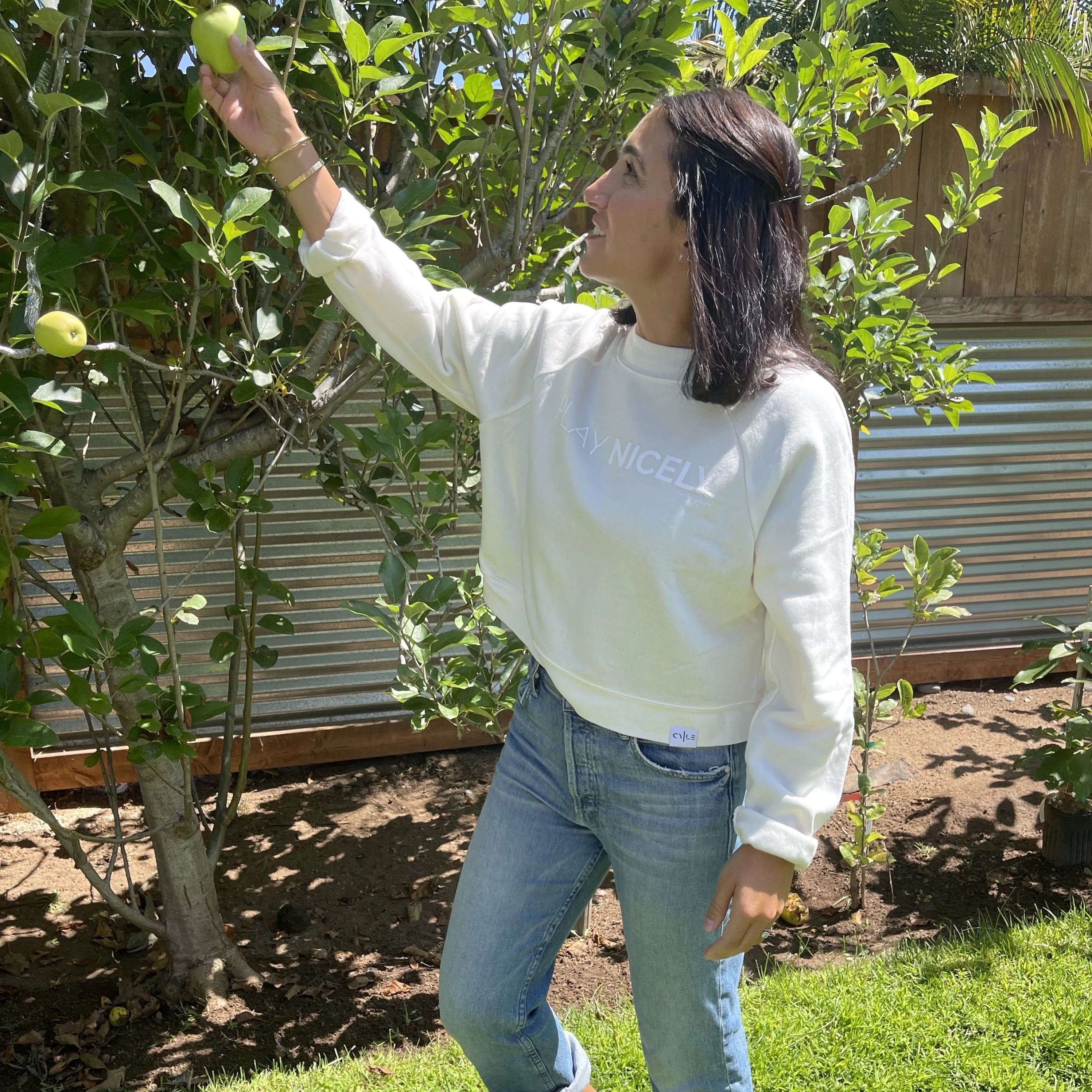 Play Nicely - Raglan Women's Cropped Crew Sweatshirt sold by Centerline Athletics product image thumbnail 3