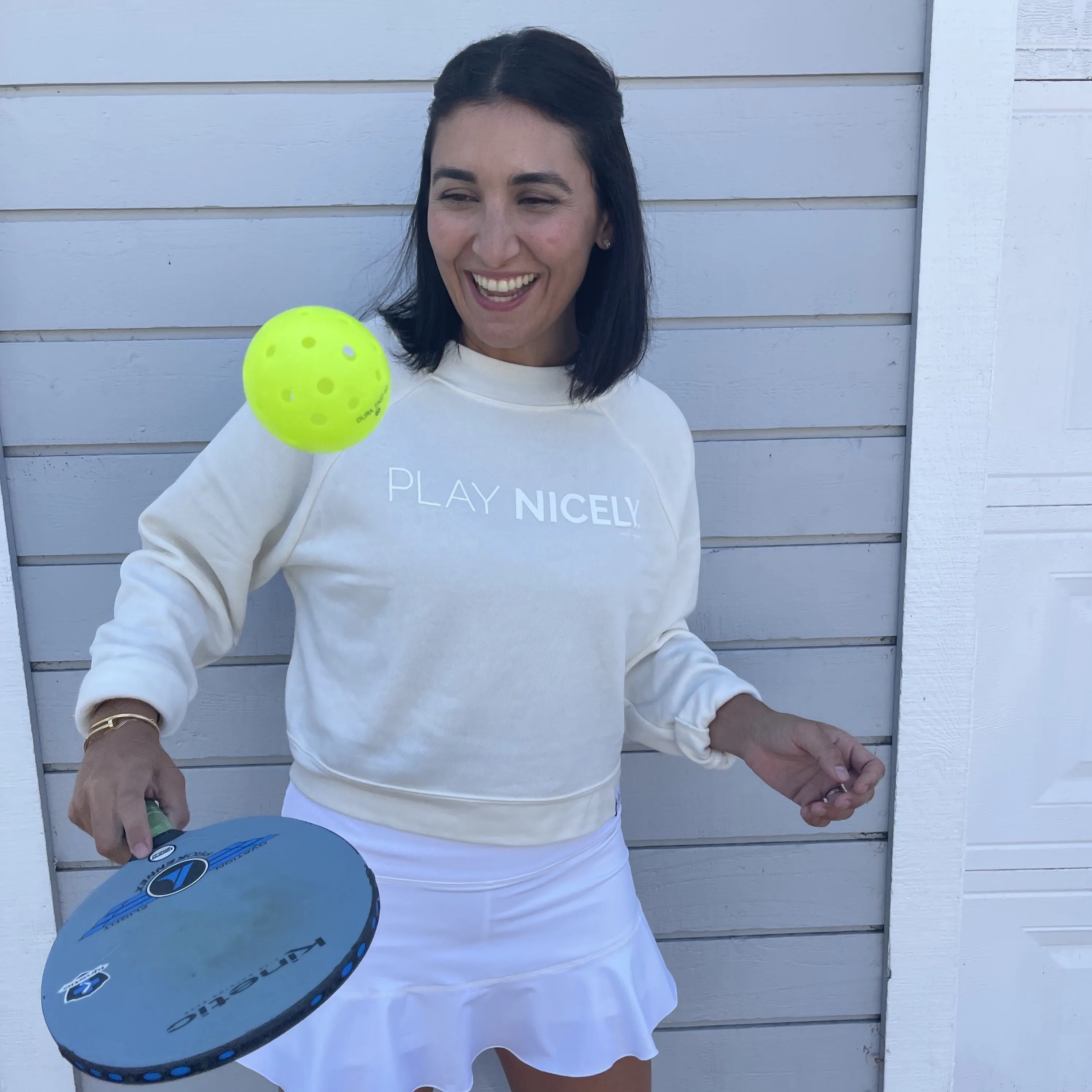 Play Nicely - Raglan Women's Cropped Crew Sweatshirt sold by Centerline Athletics product image thumbnail 2