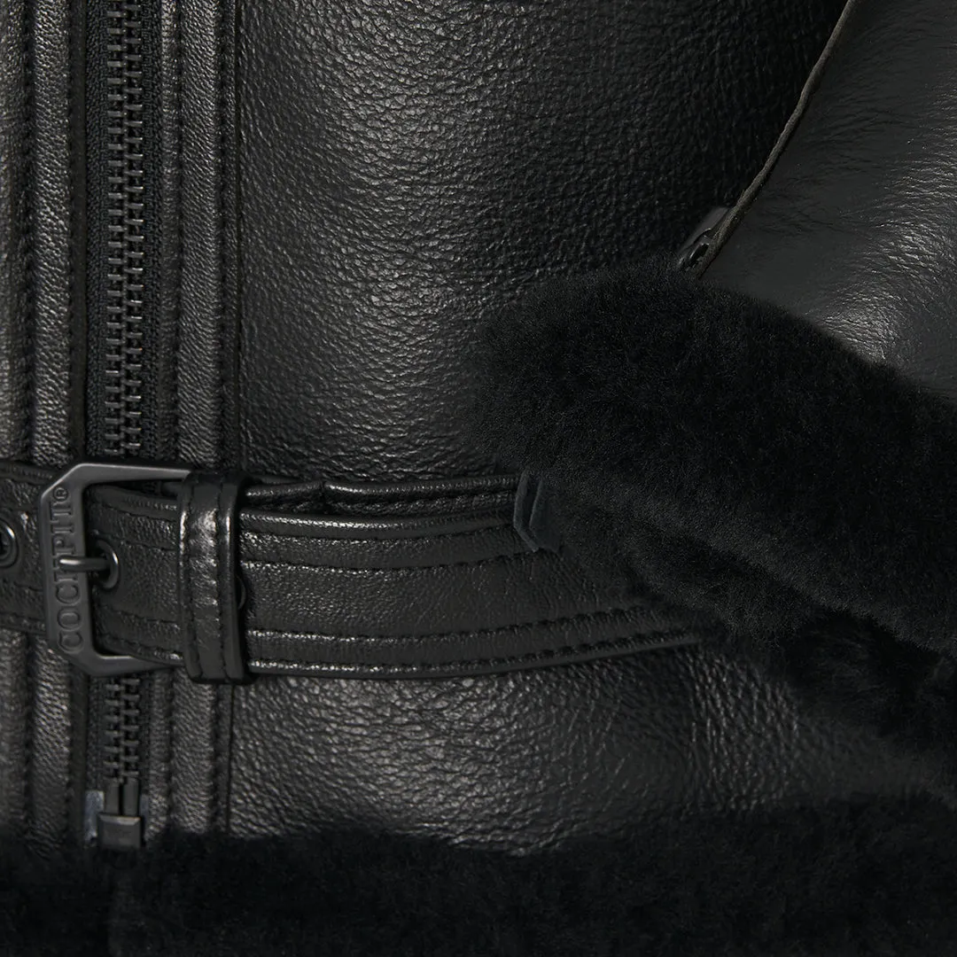 R.A.F Sheepskin Bomber Jacket in Black Z2109B sold by Cockpit USA product image thumbnail 4