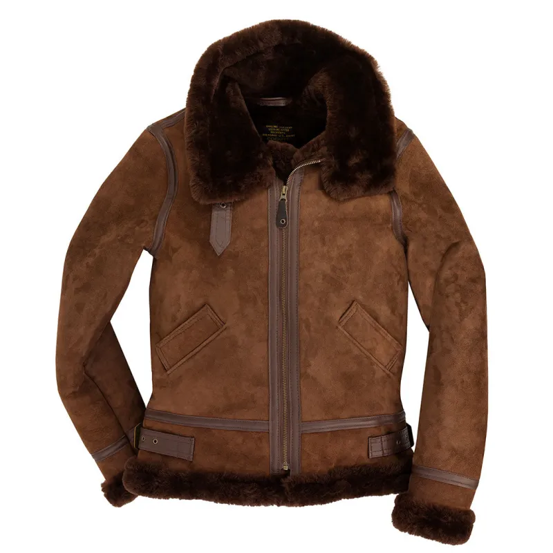 Women's B-3 Suede Bomber Jacket in Brown W72N200 sold by Cockpit USA