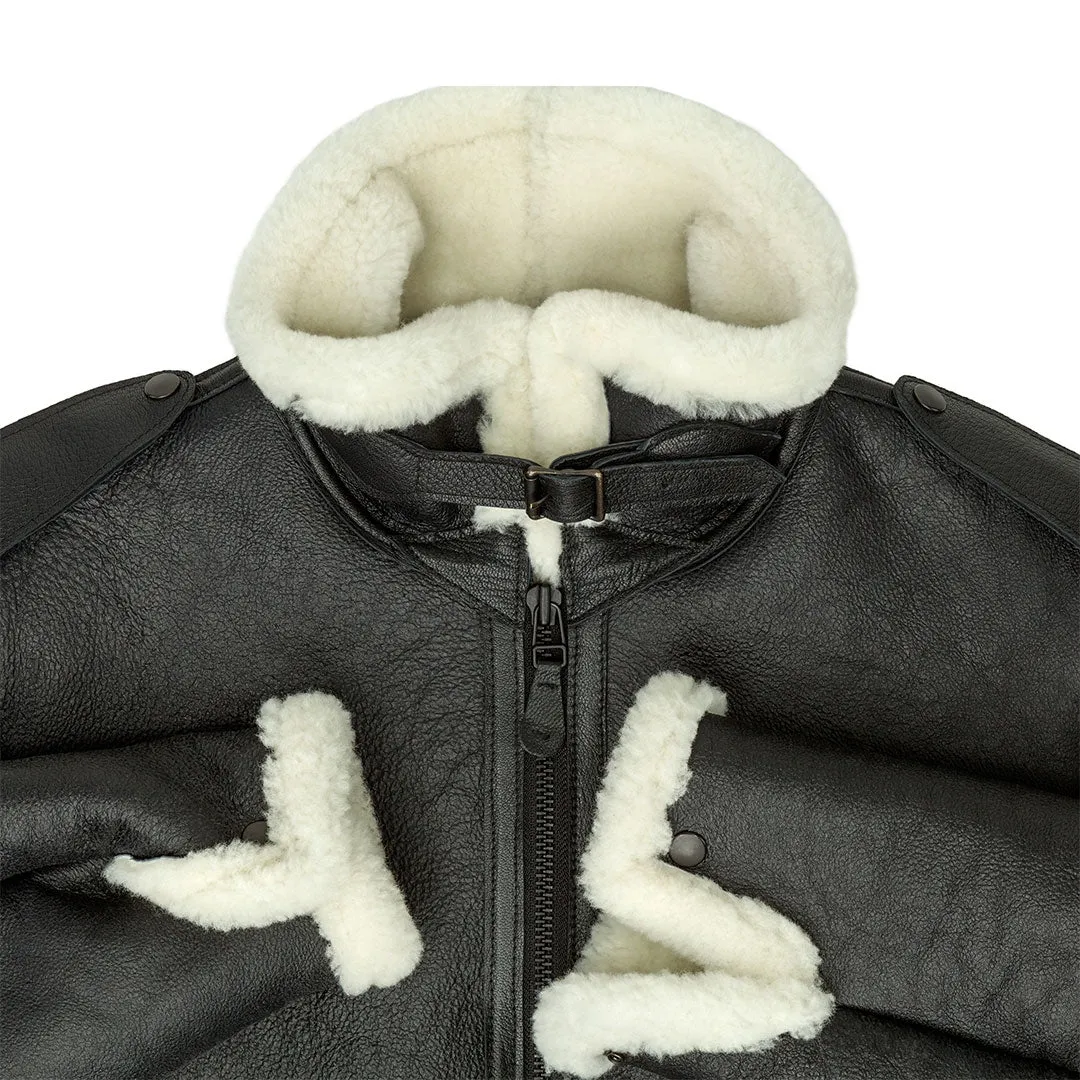 B-6 Black Shearling Bomber Jacket Z21Y008 sold by Cockpit USA product image thumbnail 4