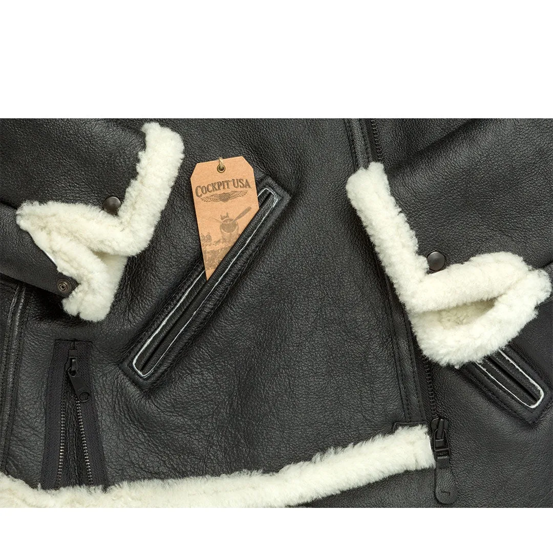 B-6 Black Shearling Bomber Jacket Z21Y008 sold by Cockpit USA product image thumbnail 5
