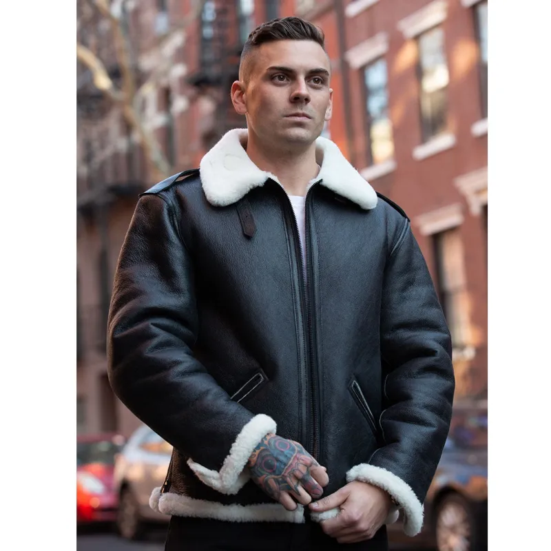 B-6 Black Shearling Bomber Jacket Z21Y008 sold by Cockpit USA