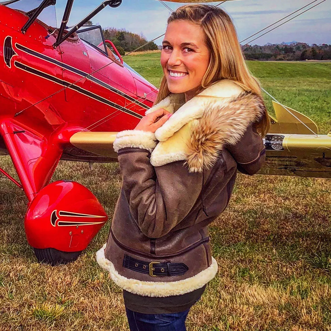 Women's Hooded Sheepskin Jacket W72N500 sold by Cockpit USA