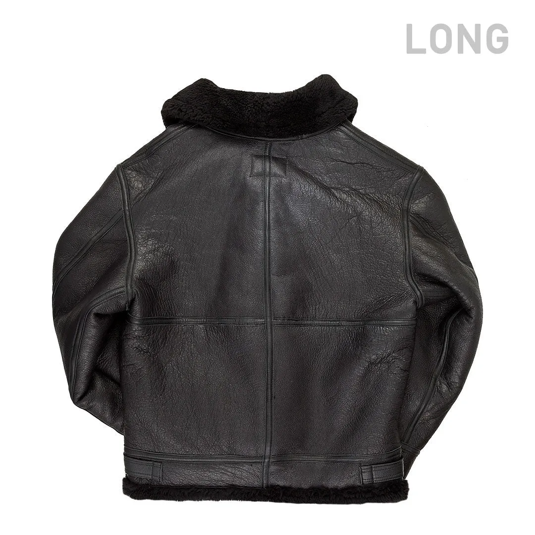 All Black B-3 Hooded Sheepskin Bomber Jacket Long Z203615BL sold by Cockpit USA product image thumbnail 2