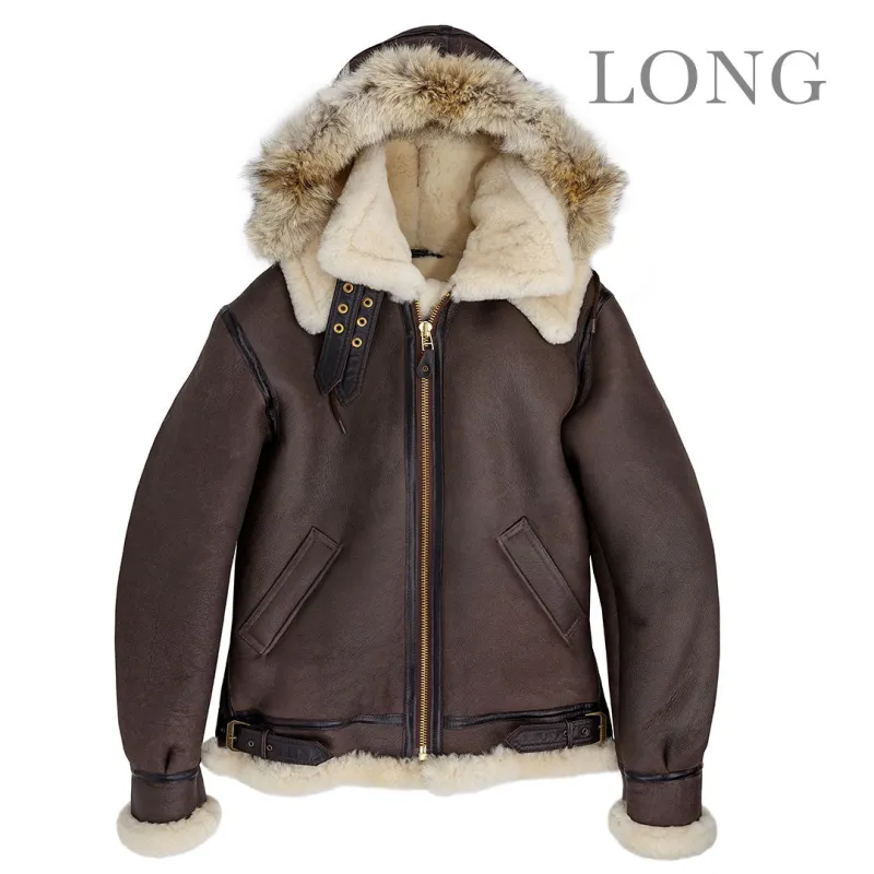 B-3 Hooded Sheepskin Bomber Jacket (Long) Z203615L sold by Cockpit USA