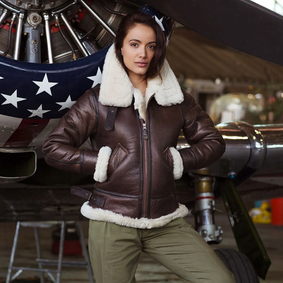 Women's B-3 Bomber Jacket in Brown W72N100 sold by Cockpit USA