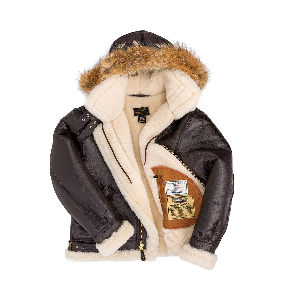 B-3 Hooded Sheepskin Bomber Jacket Z203615 sold by Cockpit USA product image thumbnail 5