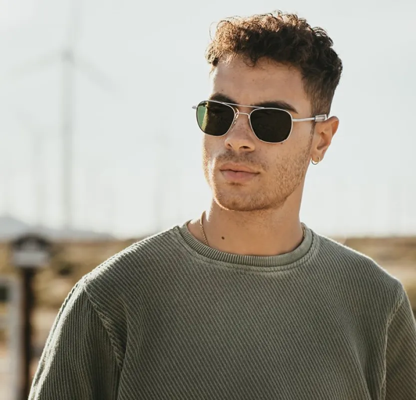American Optical Original Pilot Sunglasses (polarized)- SILVER Z99D109 made by Cockpit USA