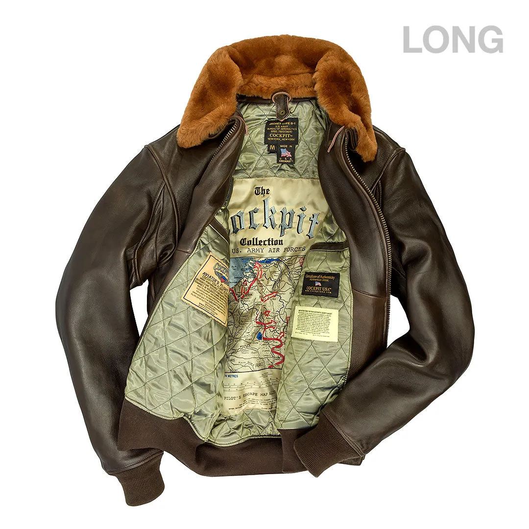 U.S. Navy Lambskin G-1 Flight Jacket (Long) Z201035ML in Brown sold by Cockpit USA product image thumbnail 2