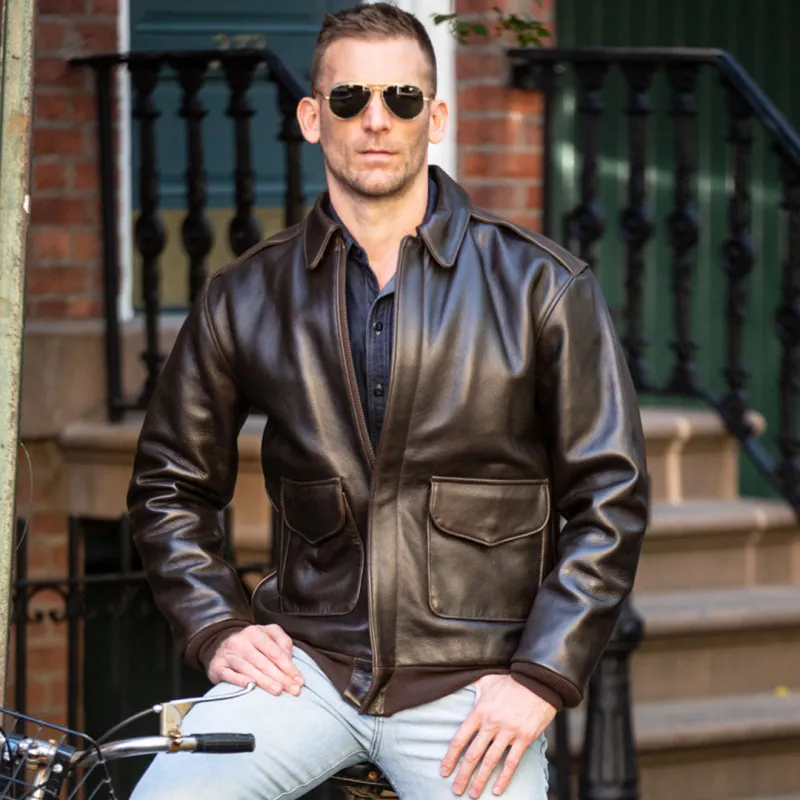 Antique Lamb Jacket Z2567MM in Brown sold by Cockpit USA