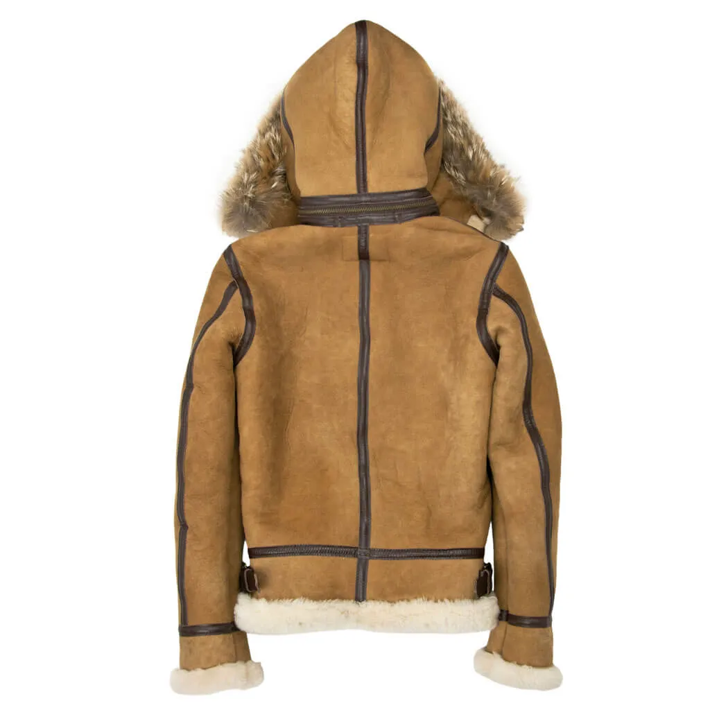 Women's Hooded B-3 Bomber Jacket in Tan W72N300 sold by Cockpit USA product image thumbnail 3